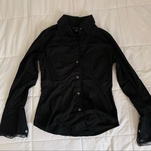 gothic black lace button up long sleeve blouse